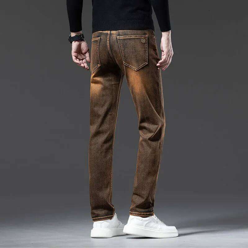 Autumn Men's Jeans High Quality Elastic Cotton Classic Business Straight Trousers Male Fashion Casual Vintage Wash Denim Pants Z260225