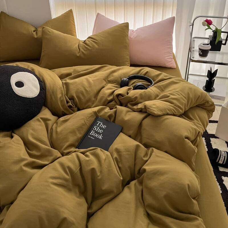 Cozy Bedding Set 3Pcs,1 Duvet Cover with Zipper Closure,2 Pillowcases,Solid Color,Super Soft, Machine Washable, Colorfast H260311