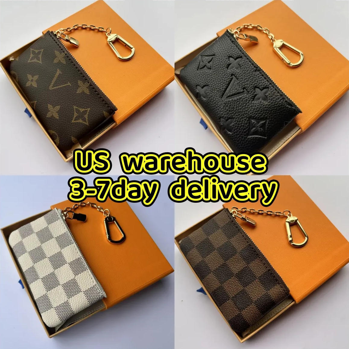 designer wallets bag 6 colors Keychain Ring KEY POUCH coin purse coin pouch Damier leather Credit Card Holder women bag small zipper purses Wallet with box M62650