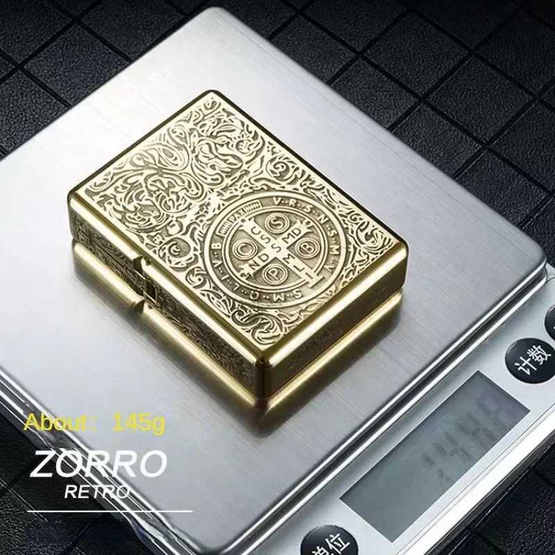 912 Retro High End Waterproof Sealed Armor Constantine Kerose Lighter 3/5 Hinge Metal Petrol Lighter Mens Gift N2603111