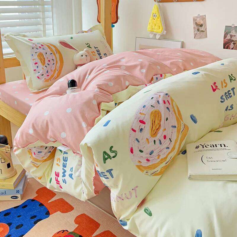 3pcs New Printed for Ladies Bedroom Apartment Student Dormitory Sweet Wind Cartoon 1pc Quilt Set +2pcs Pillowcase H260311
