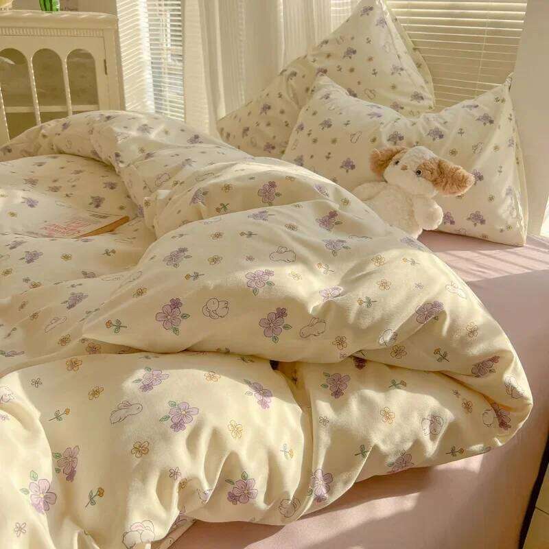 2025 new class A aerobic knitted cotton printing small fresh set, sheet, bed hat four-piece set H260311