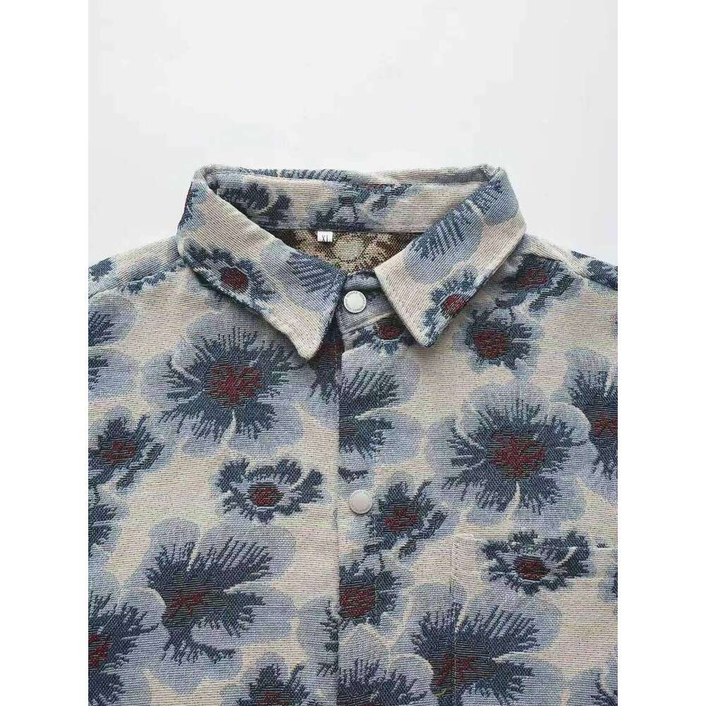 Men's Long-Sleeve Ink Jacquard for Spring and Autumn, Retro Niche Versatile Thin Coat, Stylish Casual Jacket 26H0311