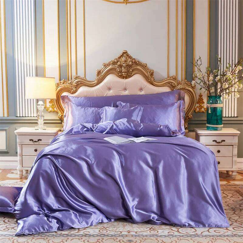 End Home Emulation Silk Satin Single Double Duvet Cover Set High Quality King Queen Size Bedding Sets H260311