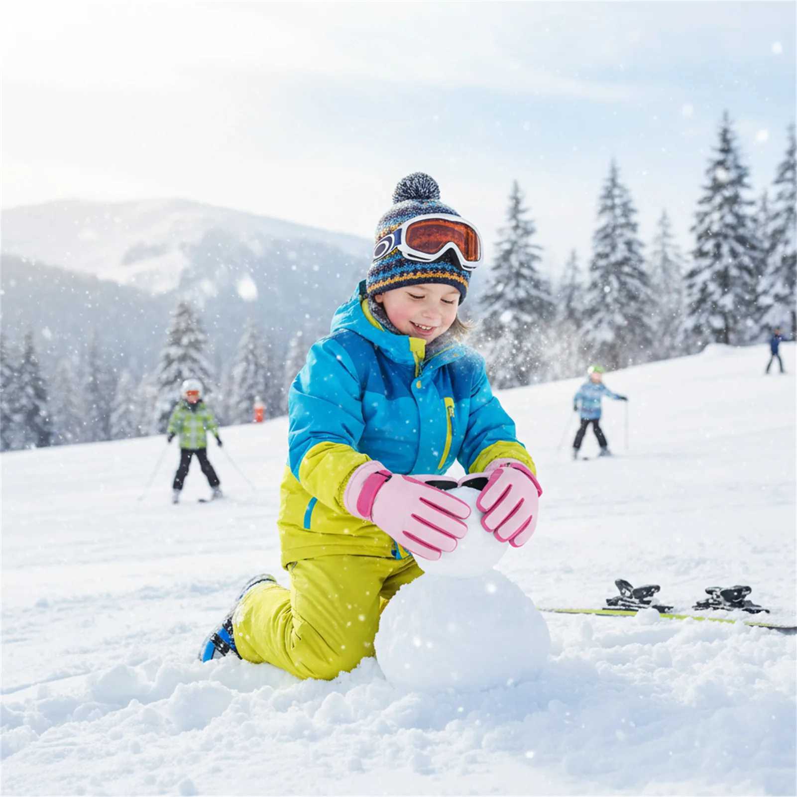 Kids Insulated Ski Gloves Touchscreen 3-9 Years Waterproof Windproof Thermal Winter Snow Gloves for Boys Girls Outdoor Sports M260311