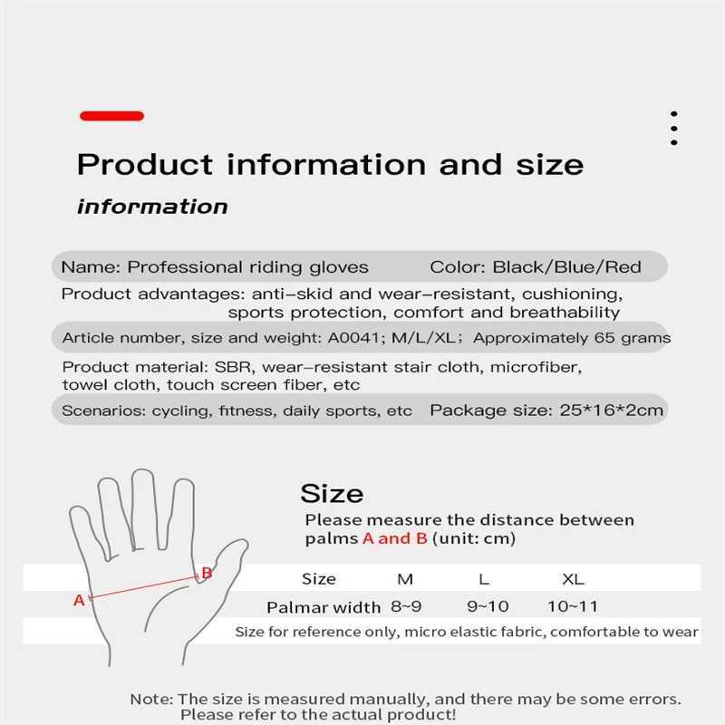 MTB Bike Sports Cycling Gloves Full Finger Men Women Running Fitness Gym Spring Summer Riding Motorcycle Gloves M260311