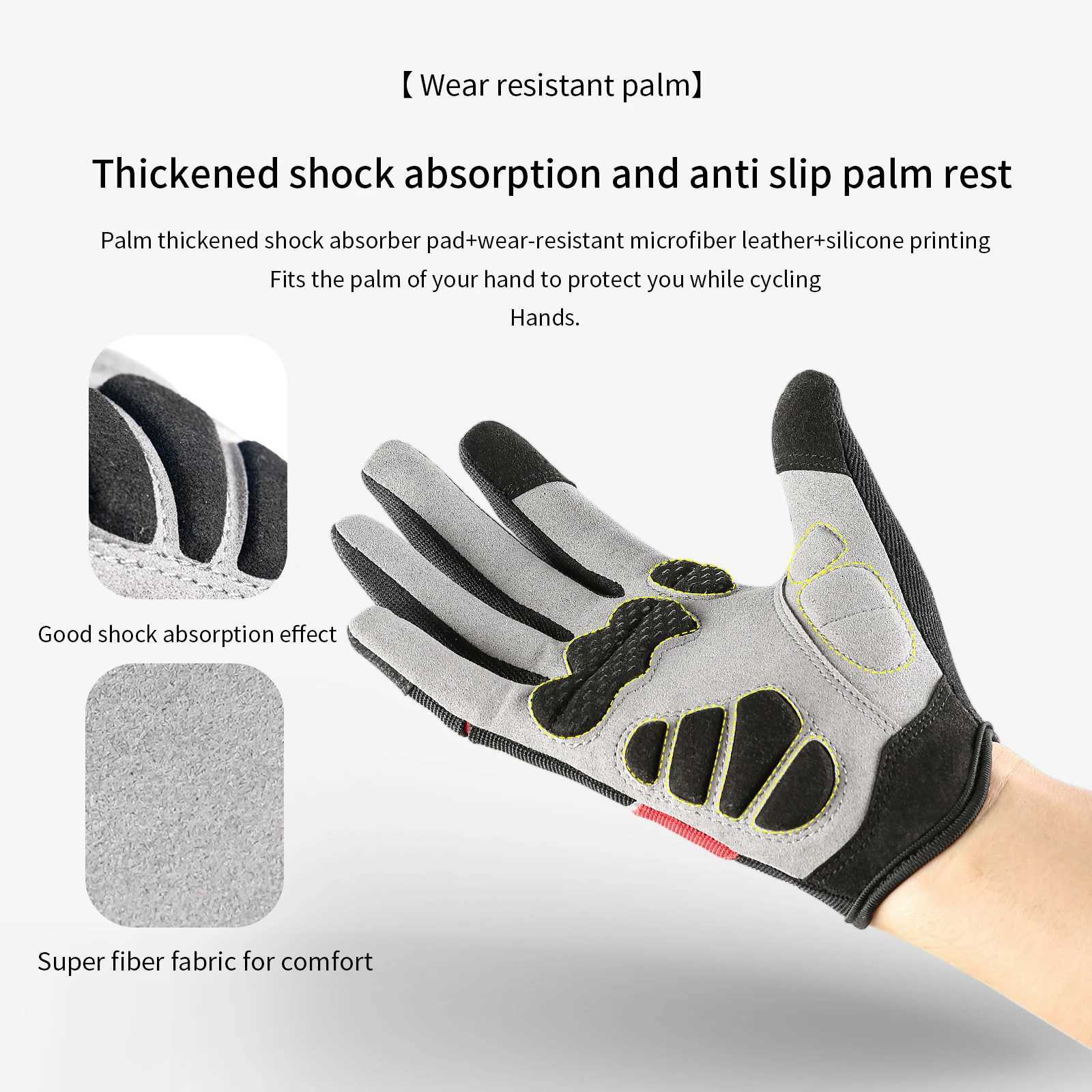 Cycling Anti-slip Full Finger Gloves MTB Bike Bicycle Warm Gloves Pad Men Women Breathable Anti-shock Sports Gloves M260311