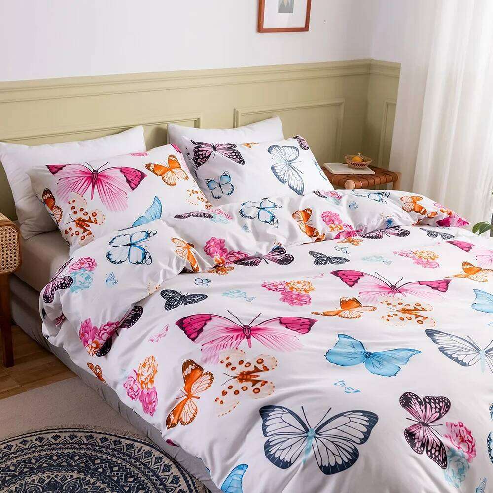 Bedding Sets 2/3 Pcs Nordic Butterfly Pattern Northern Europe Duvet Cover Set 220x240 200x200 for Adult King Queen Twin H260311