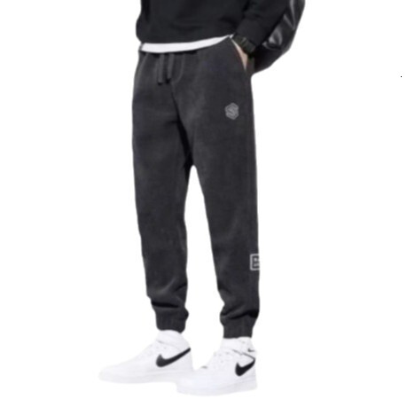Chenille Fleece-lined Pants For Designer Pants Men Casual Autumn And Winter Thickened Cropped Pants Sports Sweatpants Trendy Corduroy Men's Pants