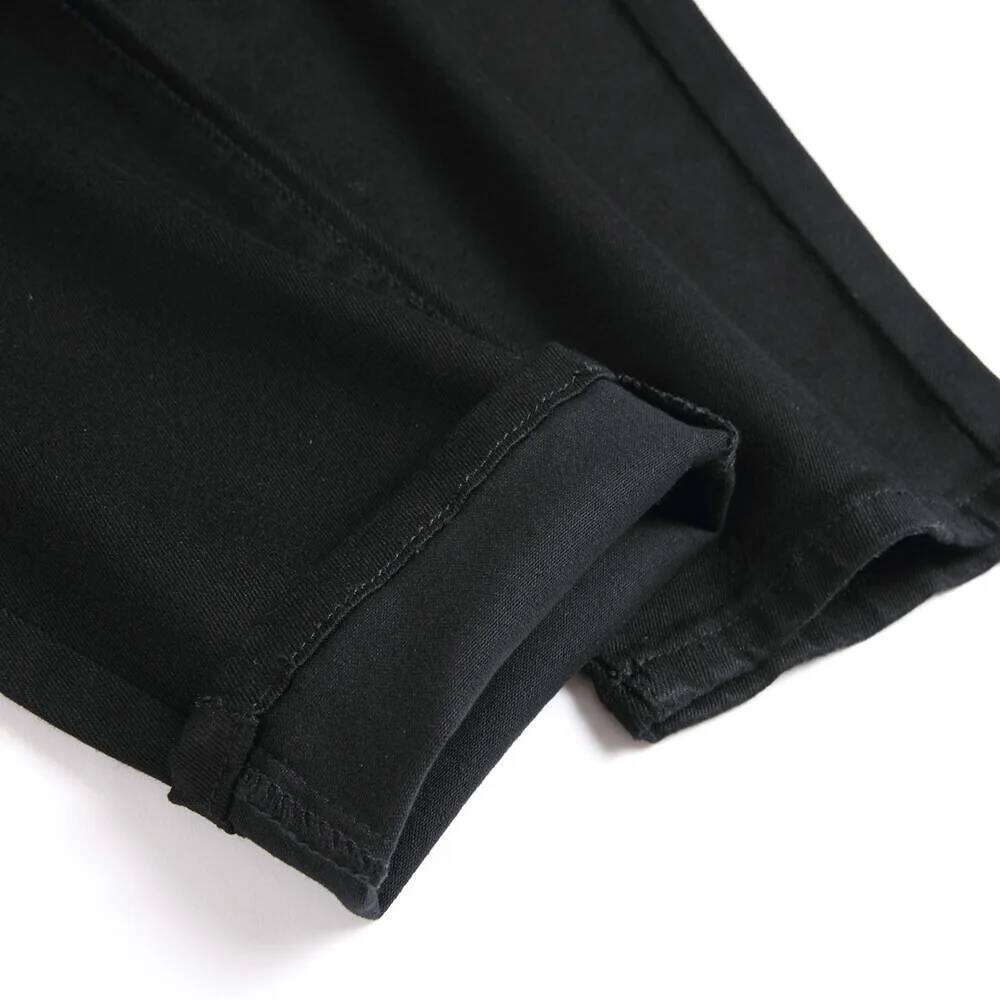 Men Classic Pure Black Jeans All Match Stretch Denim Pants Casual Plus Size Slim Straight Trousers Z260225