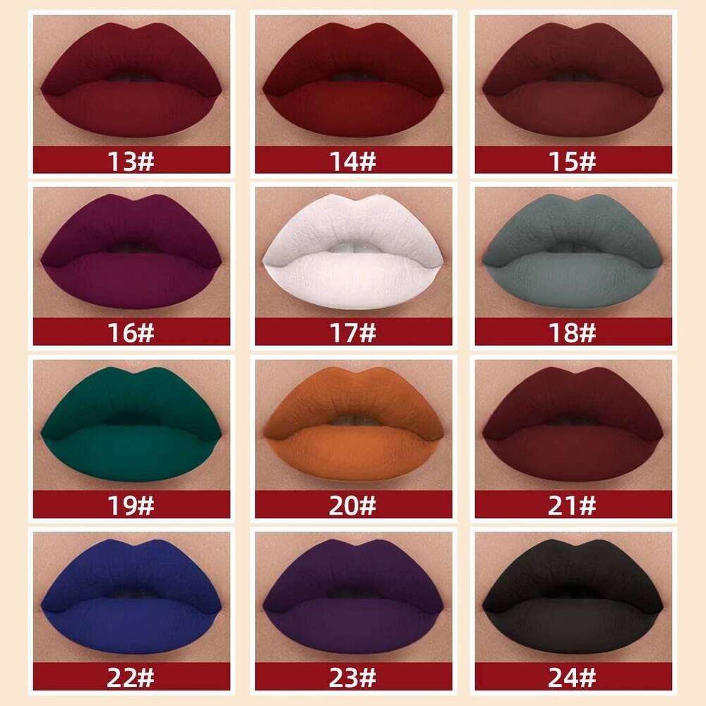QIBEST Liquid Lipstick Waterproof Velvet Nude Matte Sexy Red Gloss Long Lasting Nonstick Lip Stain Makeup 24 Colors Hots W260311