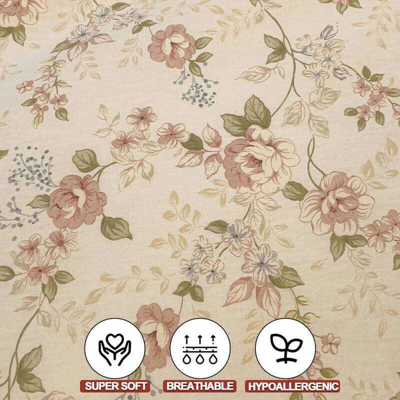 100% Cotton Floral Style Bedding 3 Piece, Set 1 Duvet Cover 2 Pillowcase,Single/Double/200x200/220x240 H260311