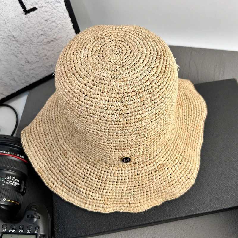 Designer High-quality Raffia Straw Hat Wen Summer Beach Sun Hats Korean Luxury Travel Sun Protection Breathable Fisherman Hat X260311