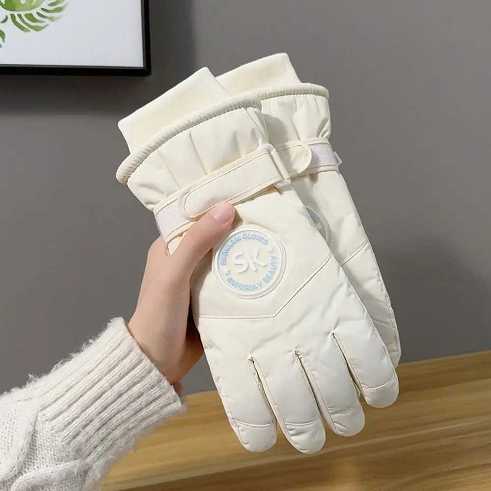 Fashion Plush Lining Ski Gloves Windproof Thick Cotton Winter Cycling Gloves Waterproof Winter Warm Gloves Winter Season M260311