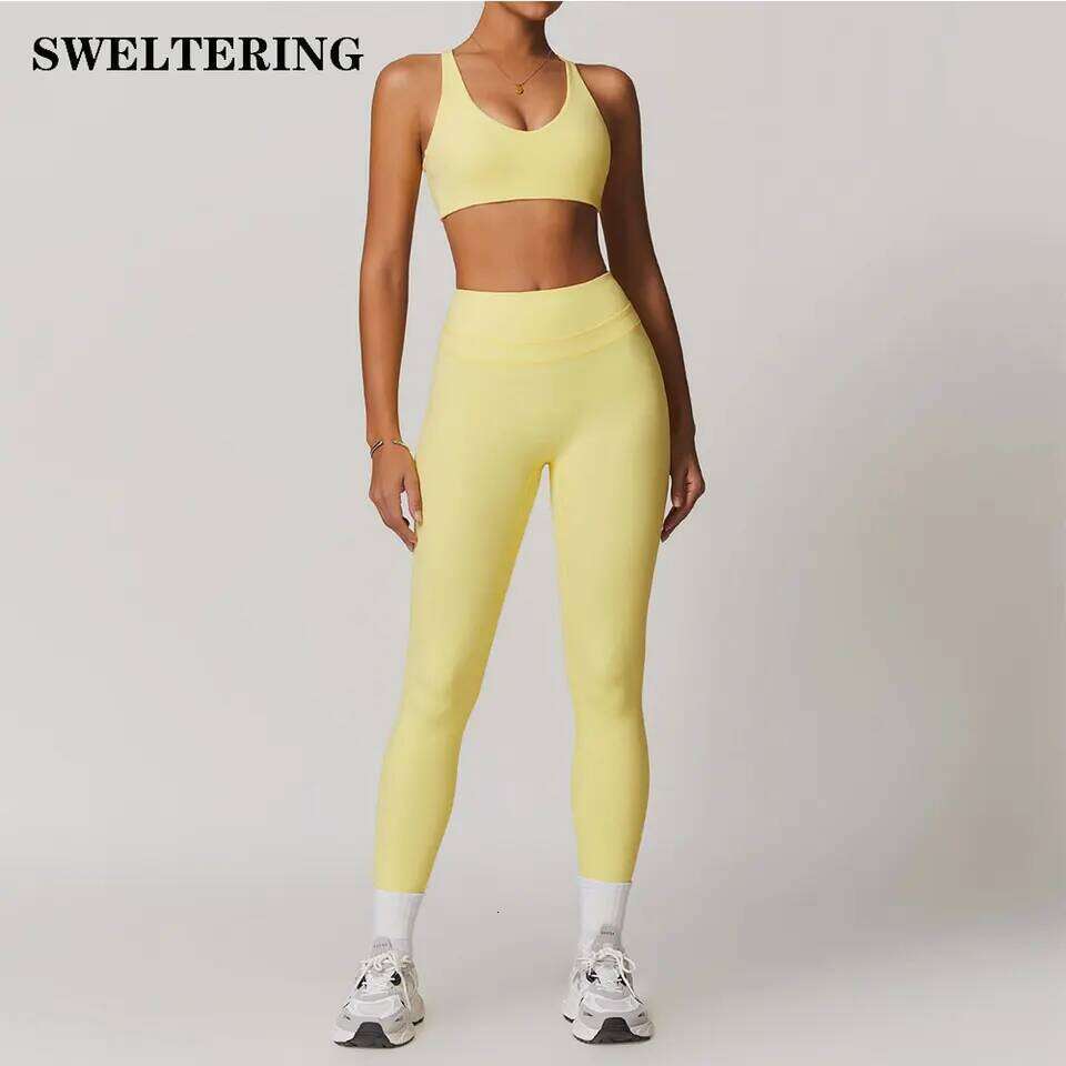 SWELTERING 2 Pieces Women Clothes Sportswear Yoga Suits Fitness Set Tracksuits Sports Bra Gym Leggings 26H0311