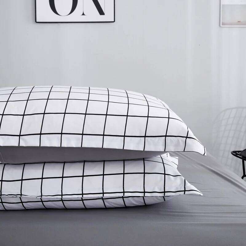Bonenjoy Queen Bedding Set White Color Black Plaid Microfiber Reactive Printed King Size Bed Linen Sets For Bedroom Kit H260311 - view 5