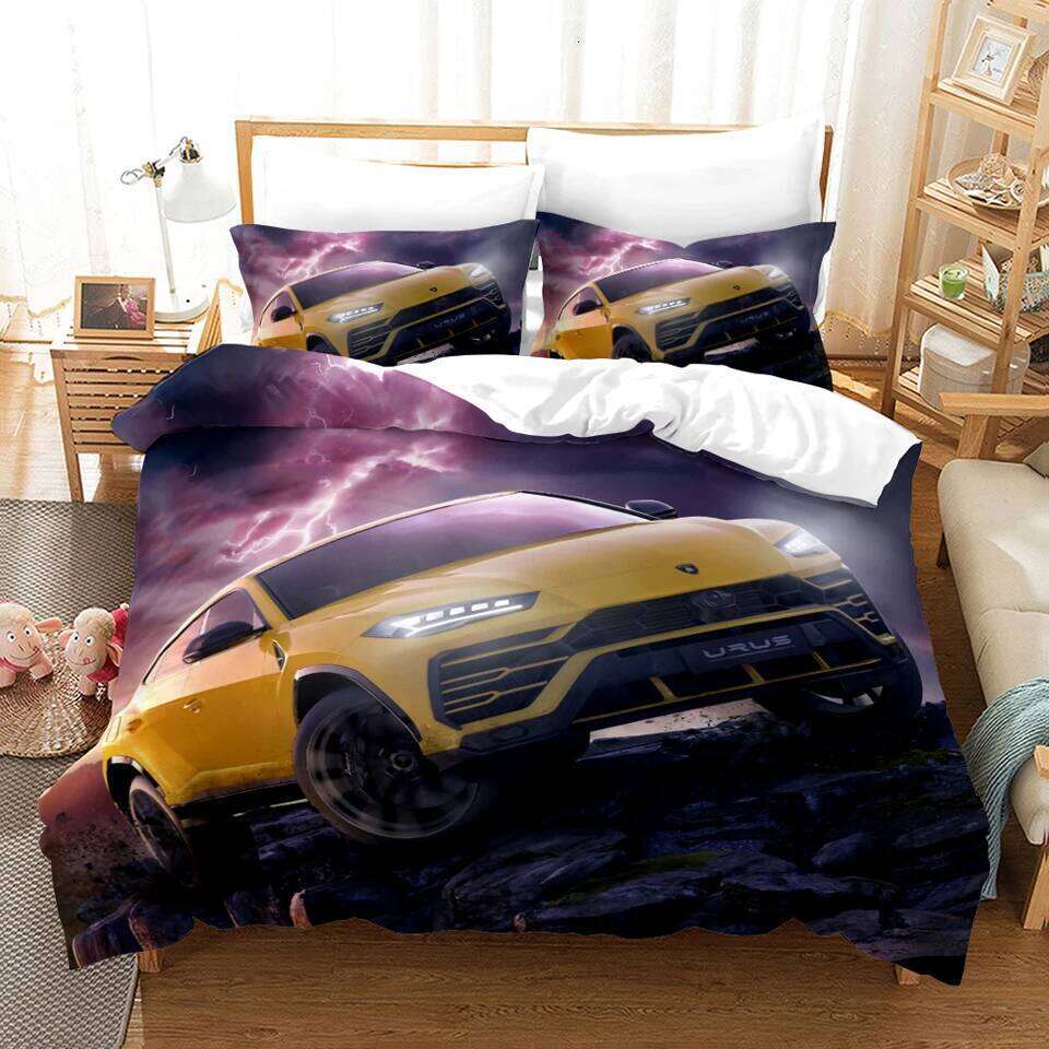 Sports Car Duvet Cover Set High Quality 3D Printed Bedding 2/3pcs Double Queen King Bedclothes Adults Boys Home Textile H260311
