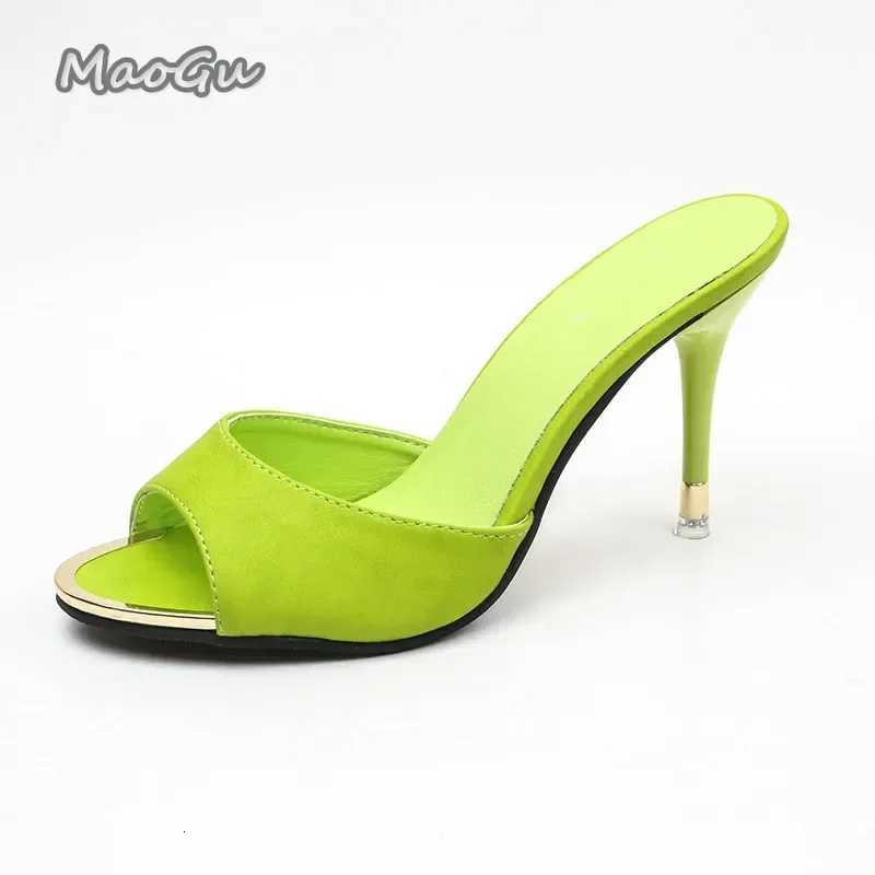 2024 Summer Fashion Thin Heels Shoe Sexy Black Woman Comfortable Sandals Mules Women High Heel Slip-on Shoes K260311