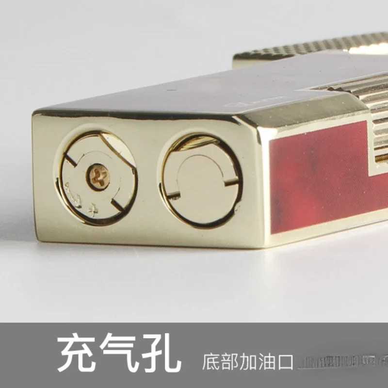 New High-end Womens Narrow Version Lighter Metal Grinding Wheel Side-slip Ignition Gas Open Flame Lighter Exquisite Gift N260311