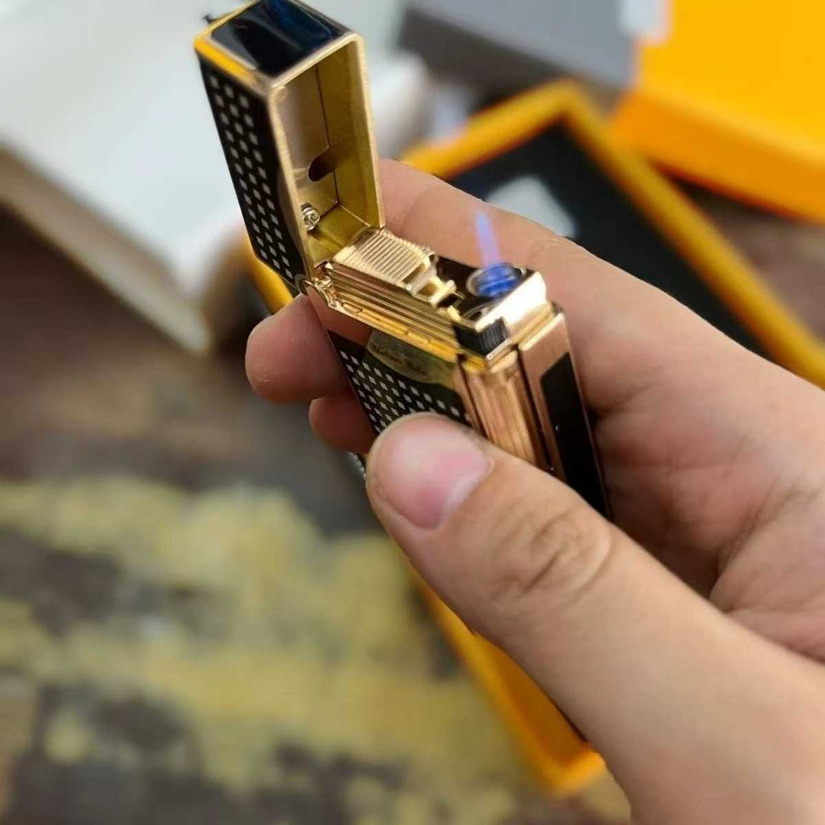 Single straight multi-functional lighter portable blue flame windproof lighter for cigars smoking accessories mens gift N260311