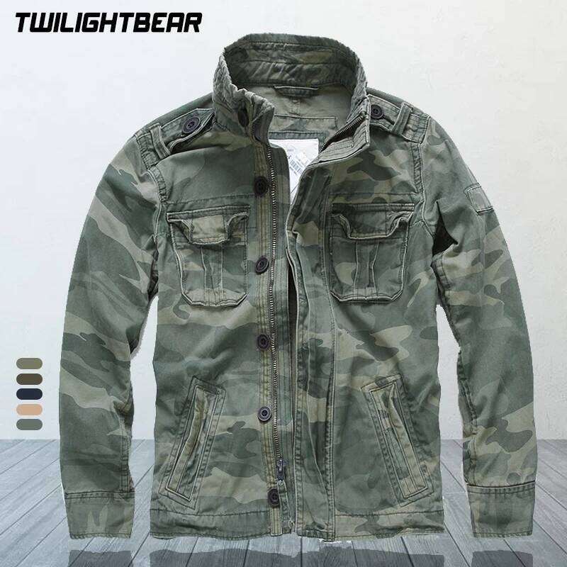 High Grade Men's Jackets Pure Cotton Multiple Pockets Camouflage Tooling Men Clothing Casual Jacket Coat A5F268 26H0311