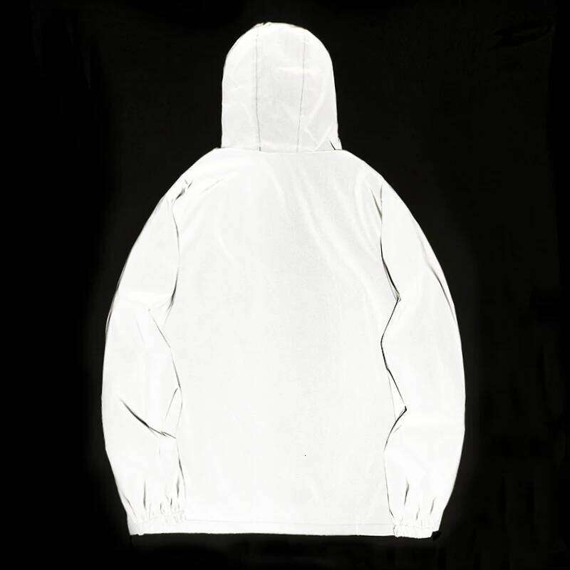 NEW SIZE Night Reflective Jackets Double Fabric Windbreaker Hooded Jacket Men Hip Hop Dancer Waterproof Zipper Coats Outwear 26H0311