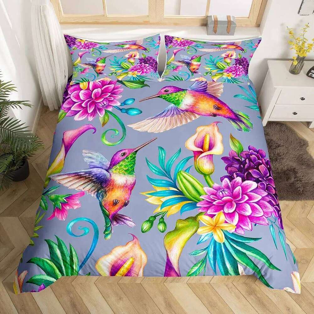 Hummingbird for Kids Boys Girls Quilt Covers Lightweight Down Bedroom Decor 2 Pillowcases 1 Duvet Cover No Comforter H260311