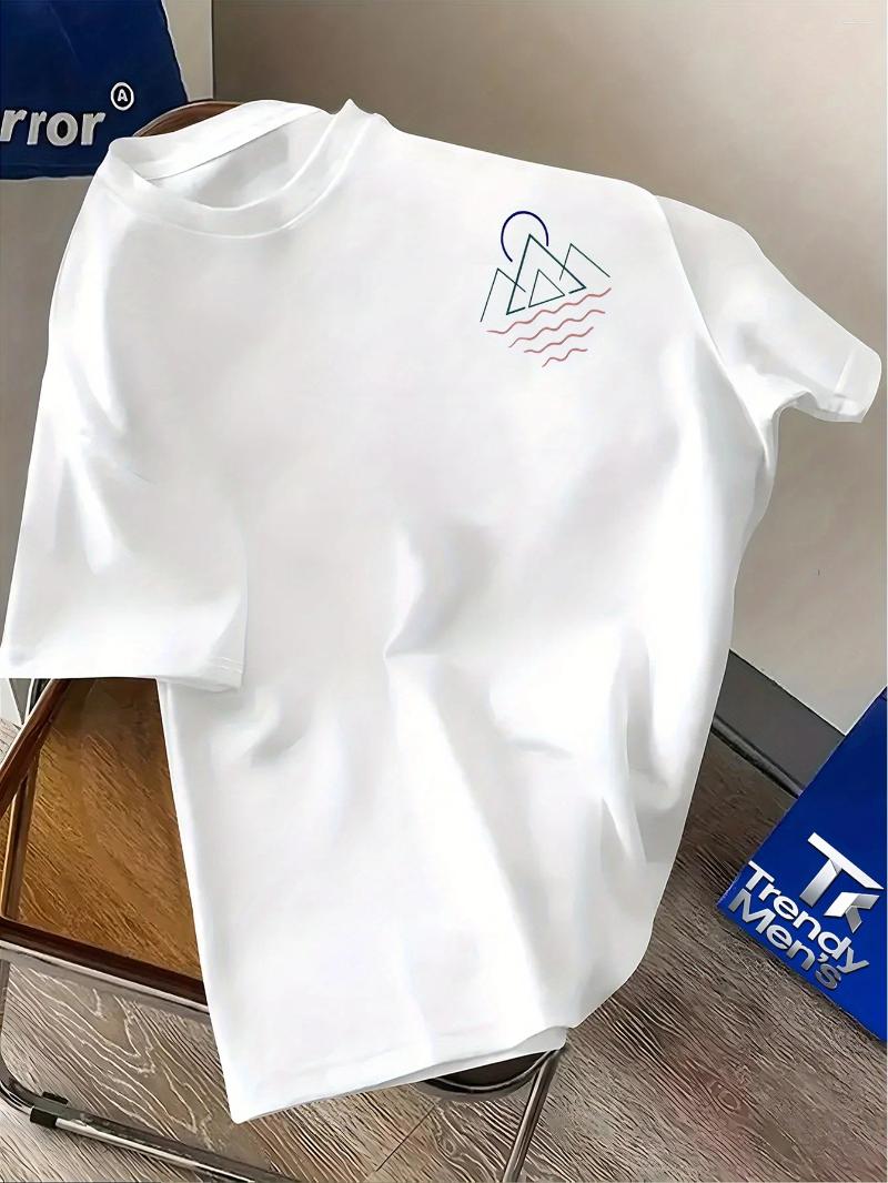 Men's T Shirts Light Blue T-Shirt - Mountain Graphic Tee With Passenger Design Breathable Summer Shirt For Travel Hiking Beach - view 4