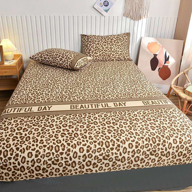 Leopard Print Fitted Wild Animal Cheetah Skin Texture Cover Romantic Fashion Bed Sheet Set with 2 Pillowcase Twin King H260311