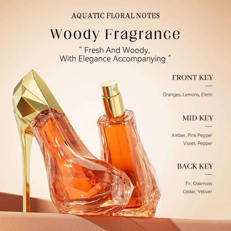 Radiant Softness High Heel Perfume 30ml Woody Fragrance with Orange Lemon Amber Pink Pepper and Cedar for Elegant Charm Z260311