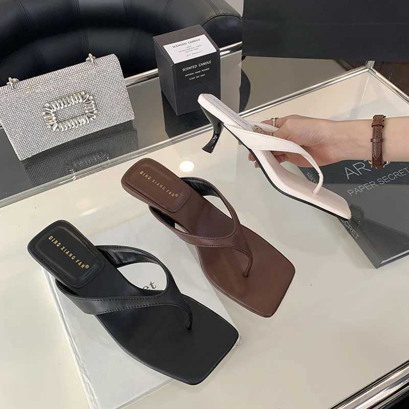 Sexy Heels Sandals Slides Ladies Shoes Fashion Women Pumps Square Toe Stiletto Flip Flops High Heels Slipper Female Summers K260311