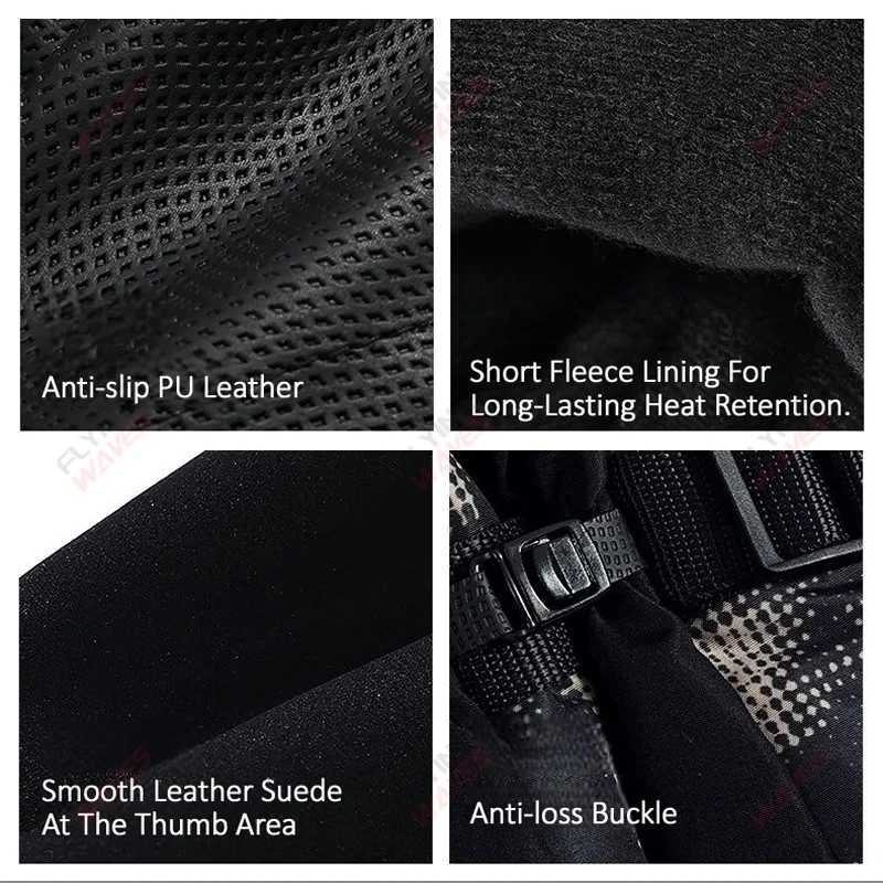 Men Winter Ski Gloves Women Thickened Fleece Windproof Cold Resistant Warm Non-Slip Outdoor Thermal Cycling Motorcycle Gloves M260311