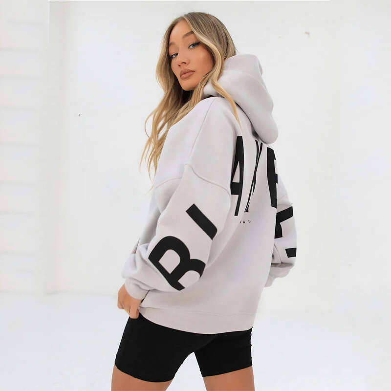 New Amazon Cross-Border European and American Fashion Printed Thick Versatile Long Sleeve Loose Hooded Sweatshirt for Women