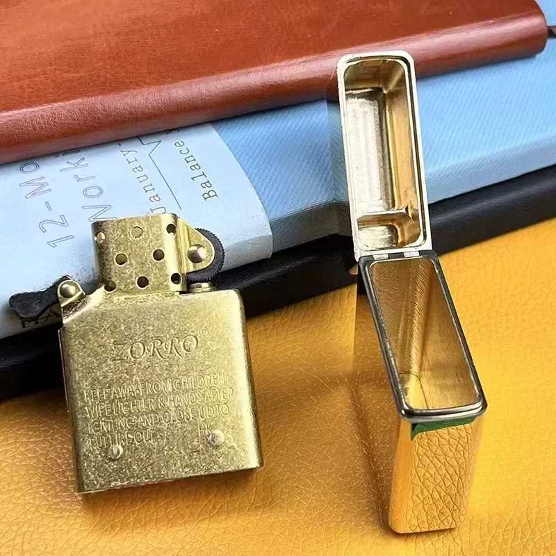 912S Heavy Duty Armor Brass/Titanium Windproof Kerosen e Lighter 3/5 Hinged Metal Gasolin e Lighter Mens Gift N260311