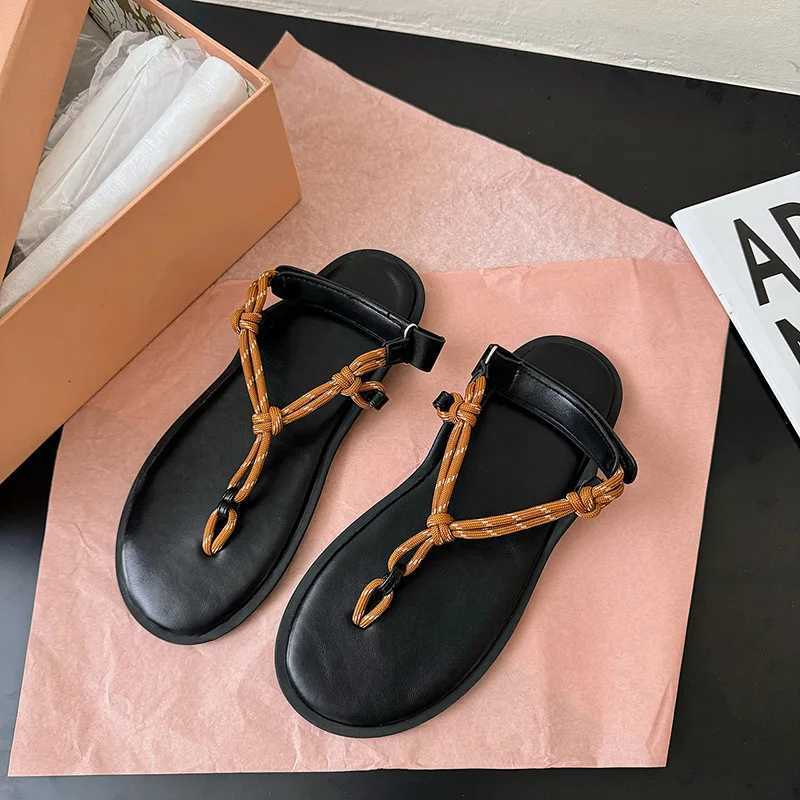rope sandals womens casual flat shoes summer beach flat shoes 2025 new vacation flip-flops K260311