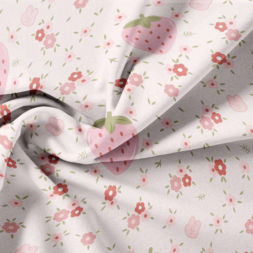 3pcs Cartoon Cute Pink White Heart Strawberry Duvet Cover Set - Sweet Floral Fruit Design For Girls Festival Birthday Gifts H260311 - view 5