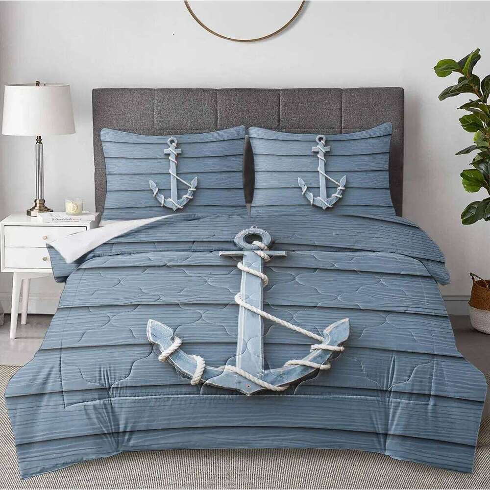 Nautical Bedding Set Full Size, Sailing Anchor Bed for Boys Teens,Ocea Comforter Soft,Duvet Quilt Cover with 2 Pillowcases H260311