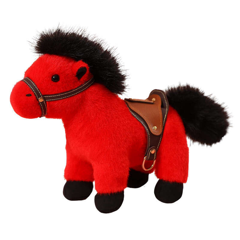 Pony Decorative Plush Cuddly Steed Figure with Saddle Lovely Horse Doll Stuffed Toy for Bedroom Living Room Home & Use Kitchen Shelf Ornament