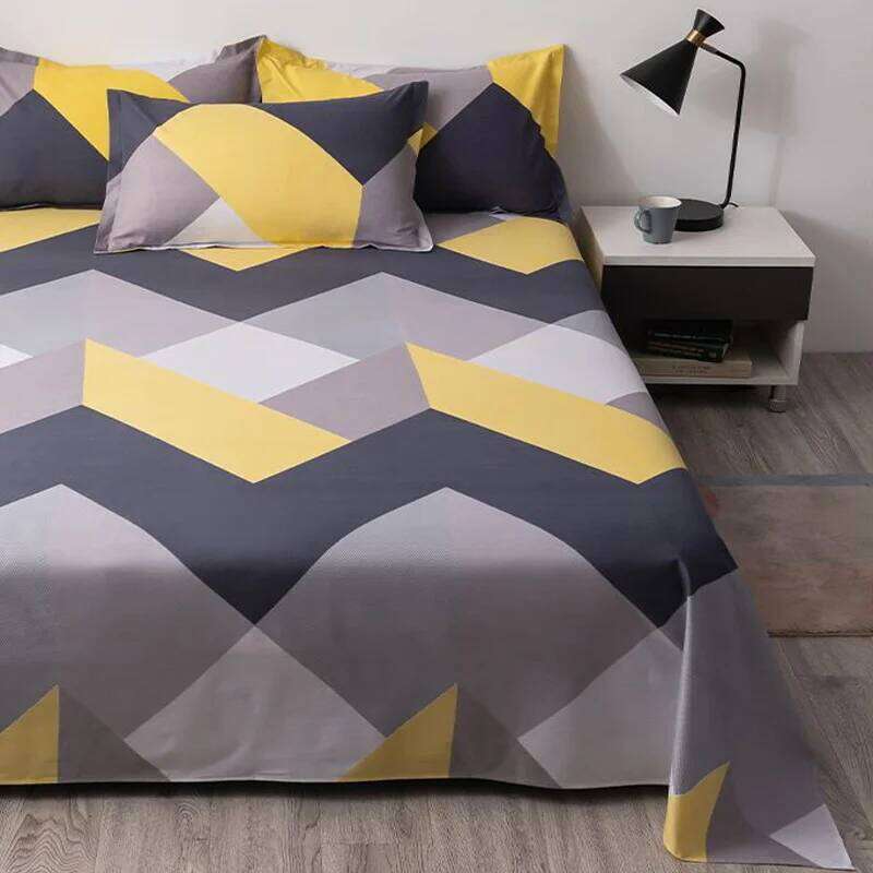 WOSTAR Geometry printed flat sheet set couple 2 people 150x200 bed bedsheet single double queen king size H260311