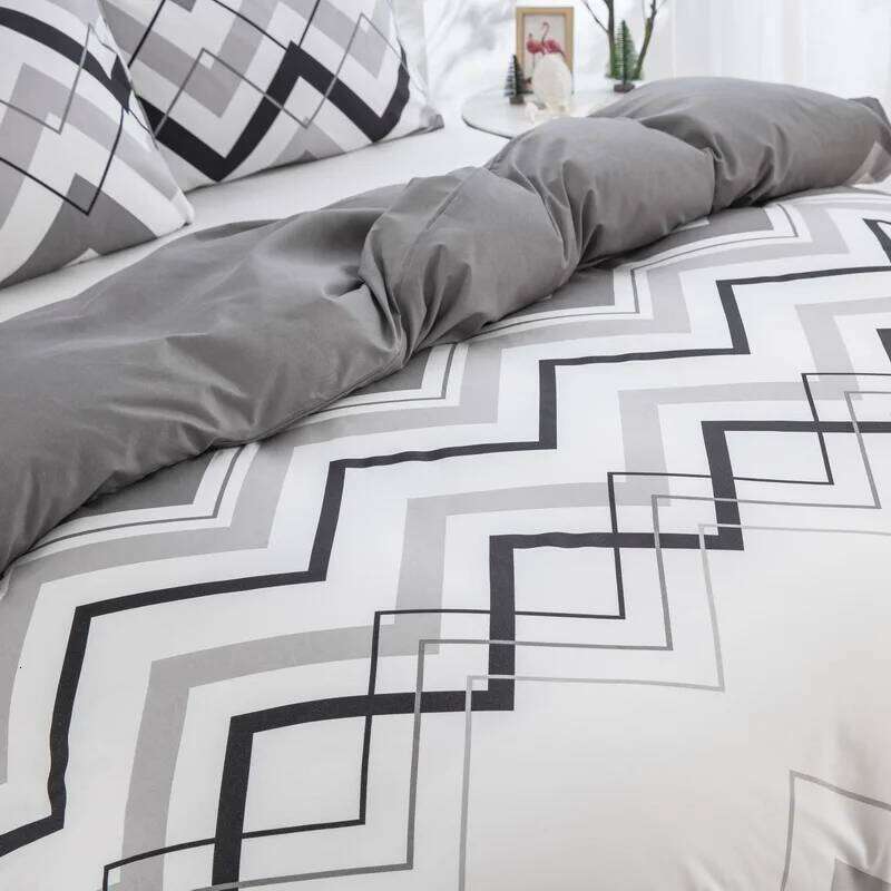 Abstract Geometric Duvet Full Queen Size Wave Pattern Bedding Set Farmhouse Comforter Microfiber Chevron Quilt Cover H260311 - view 4