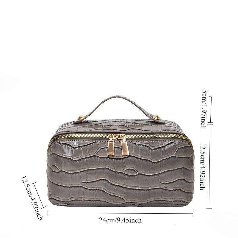 1pcs Large Capacity PU Leather Makeup Crocodile Pattern Cosmetic Organizer Pouch Travel Toiletry Storage Bag H260311