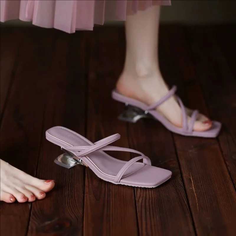 Summer Concise Fashion Women Sandals Thin Heels Narrow Band Peep Toe Slingback Sandals Lightweight Cross-Tied Lady K260311