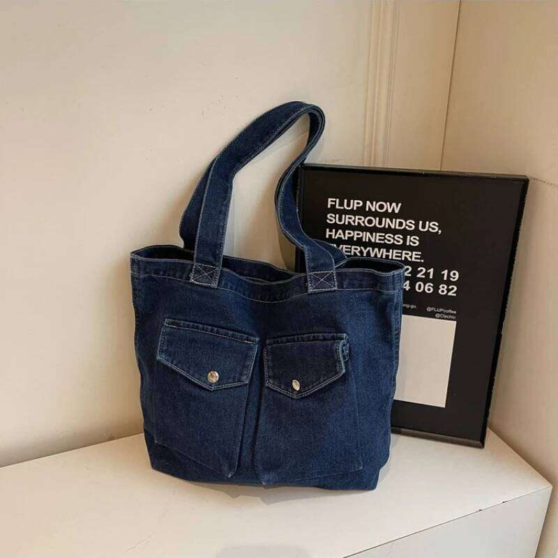 Retro Design Women's Denim Shoulder Bags Large Capacity Ladies Travel Handbags Commuter College Girls Book Tote Shopper Bag XJ260311