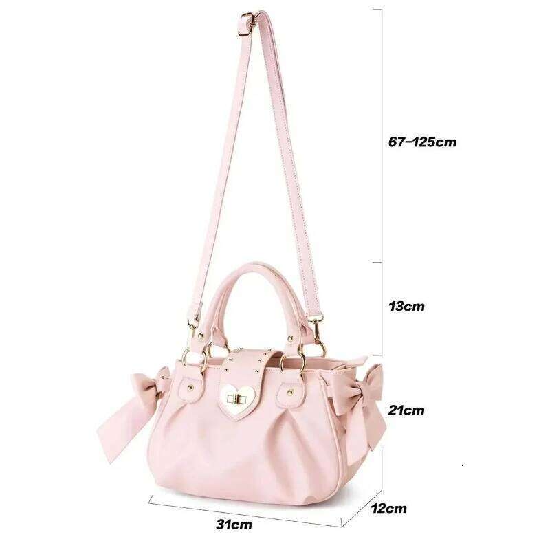 Harajuku Bow Pink Hand Purse Women Japanese Style Soft Casual Crossbody Bag Ladies Sweet Cute Large Capacity Shoulder Bags XJ260311