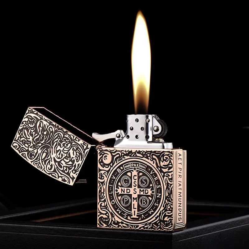 Z91178 large version Constantine copper shell fuel lighter heavy armor windproof lighter mens gift N260311