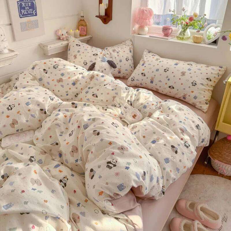 2025 new cartoon printing soft and comfortable bedding four-piece student cute cover quilt sheet dormitory 3-piece set H260311 - view 5
