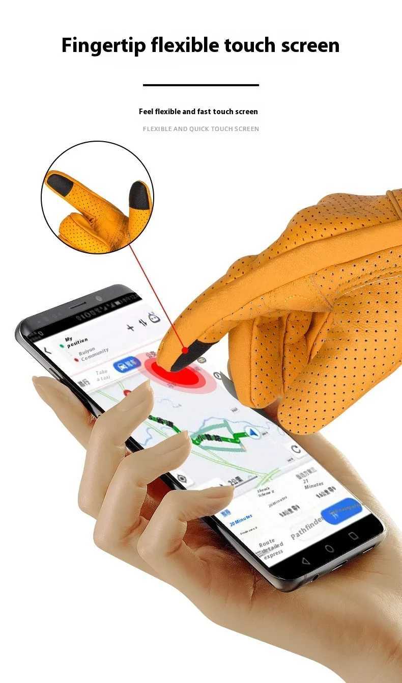 Waterproof and Anti Drop Fingerless Gloves Summer Motorcycle Riding Bike Gloves Breathable Thin Cycling Retro Cruise Half Finger M260311