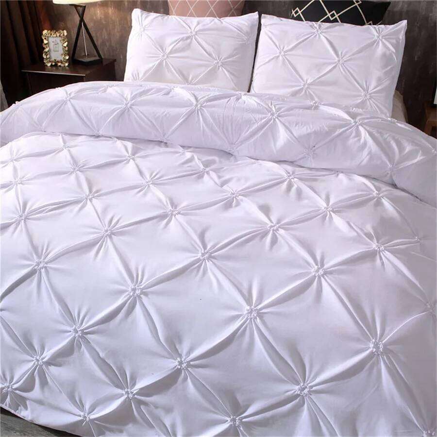 Bedding Set Pinch Pleat Comforter Sets Home Textile Bed Linen High Quality Bedspreads black White King Duvet Cover H260311 - view 5