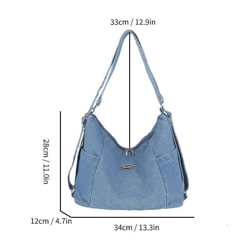 Trendy Denim Shoulder Women 2025 Big Size Jiaozi Bag High Quality Casual Commuter Handbag for Ladies Girl Gif Autumn Winter XJ260311