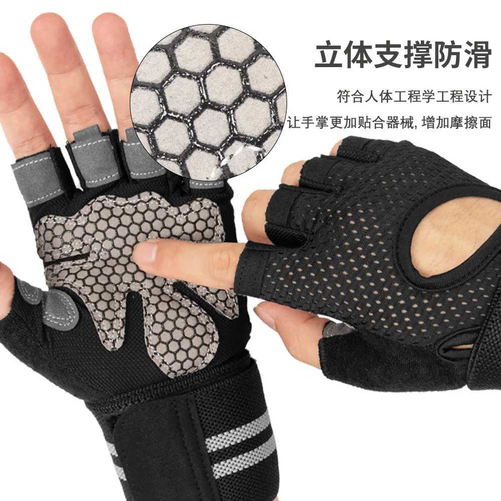 Anti Slip Shock Breathable Half Finger Gloves Breathable Cycling Gloves Fitness Gym Bodybuilding Crossfit Exercise Sports Gloves a03 M260311